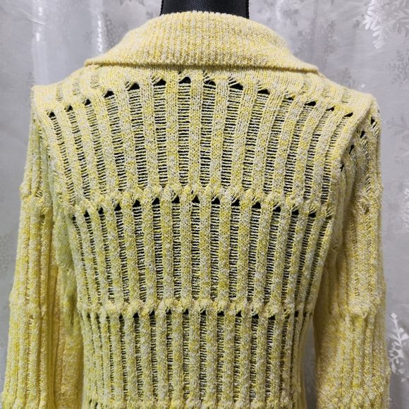 RIVER ISLAND Pastel Yellow Button-up 3D Knit Sweater Cardigan (M) - Picture 7 of 13